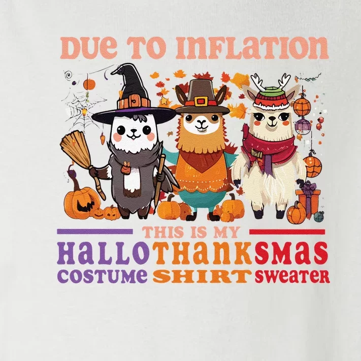 Due To Inflation Halloween Thanksgiving Ugly Christmas Llama Sweat Toddler Long Sleeve Shirt