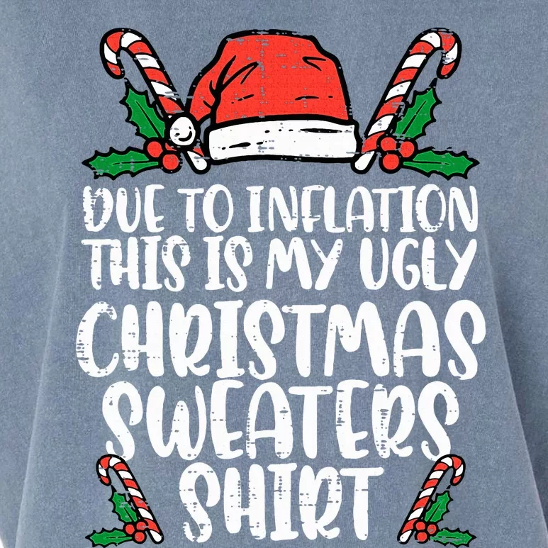 Due To Inflation Funny Christmas Sweater Xmas Garment-Dyed Women's Muscle Tee