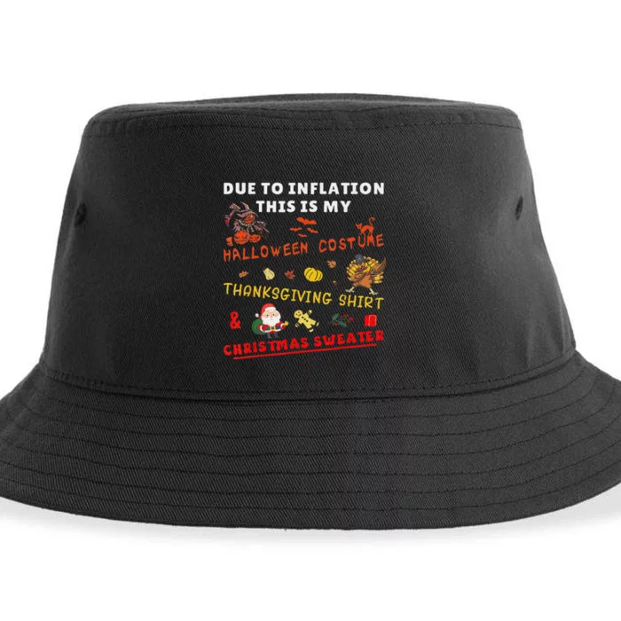 Due To Inflation This Is My Funny Halloween Christmas Sustainable Bucket Hat