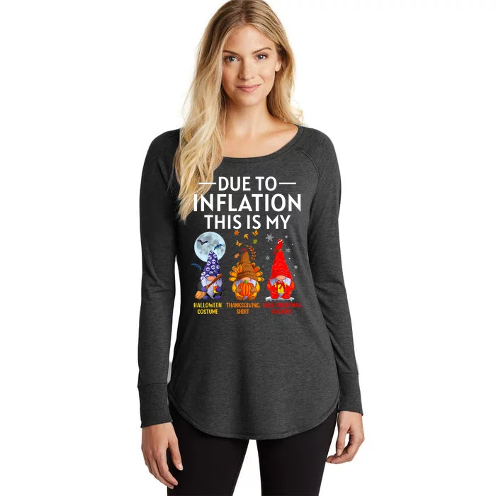 Due To Inflation This Is My Funny Gnomes Halloween Costume Women's Perfect Tri Tunic Long Sleeve Shirt