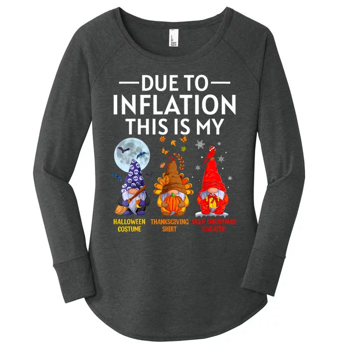 Due To Inflation This Is My Funny Gnomes Halloween Costume Women's Perfect Tri Tunic Long Sleeve Shirt