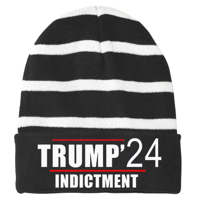 Donald TRUMP Indictment 2024 Striped Beanie with Solid Band