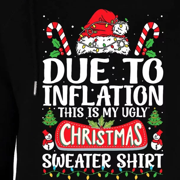 Due To Inflation Ugly Christmas Sweaters Funny Womens Funnel Neck Pullover Hood