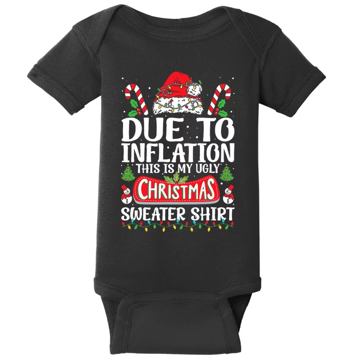 Due To Inflation Ugly Christmas Sweaters Funny Baby Bodysuit