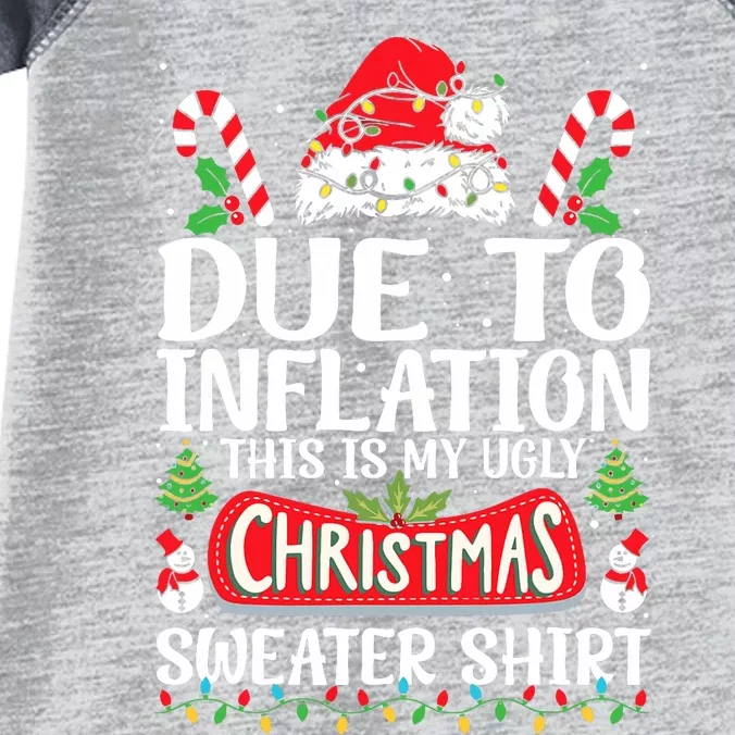 Due To Inflation Ugly Christmas Sweaters Funny Infant Baby Jersey Bodysuit