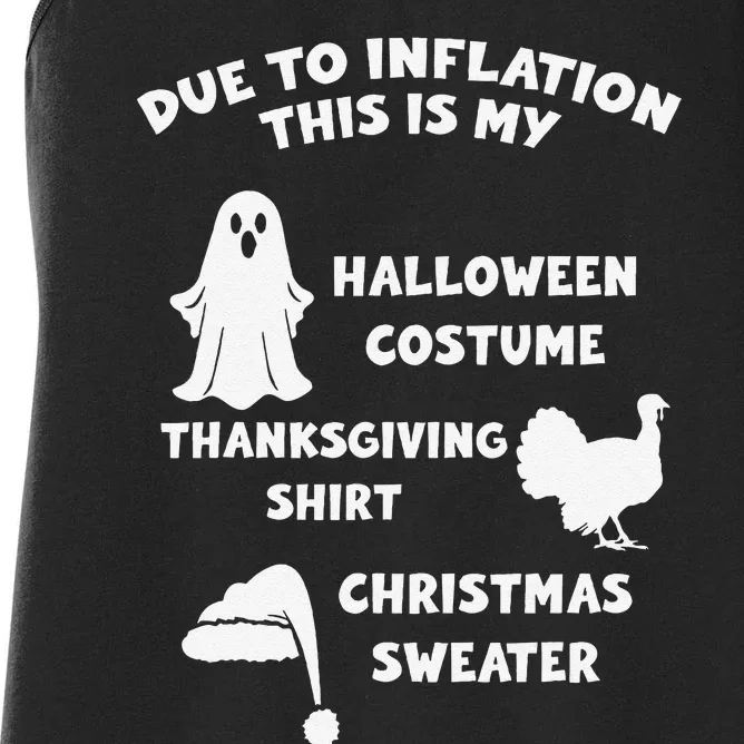 Due To Inflation Halloween Thanksgiving Christmas Sweater Women's Racerback Tank