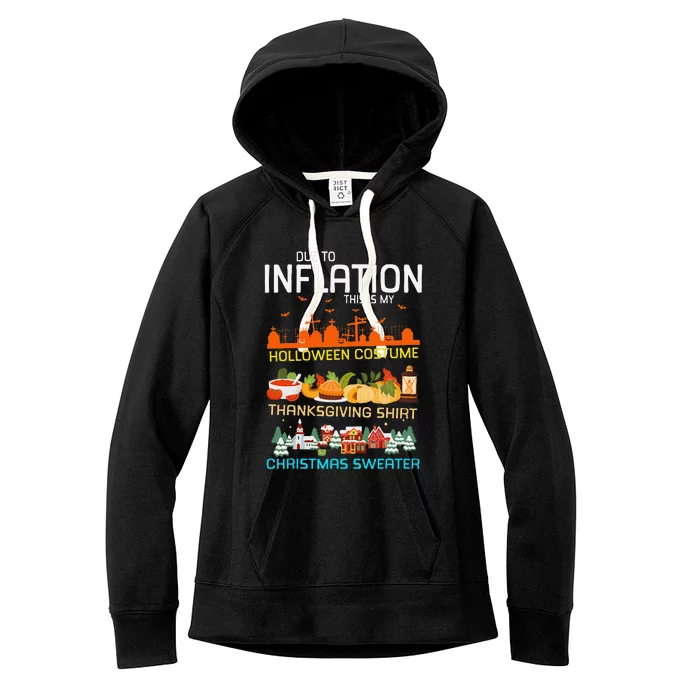 Due To Inflation Halloween Thanksgiving Christmas Sweater Women's Fleece Hoodie