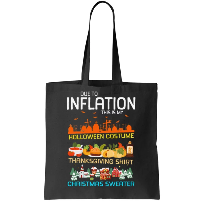 Due To Inflation Halloween Thanksgiving Christmas Sweater Tote Bag