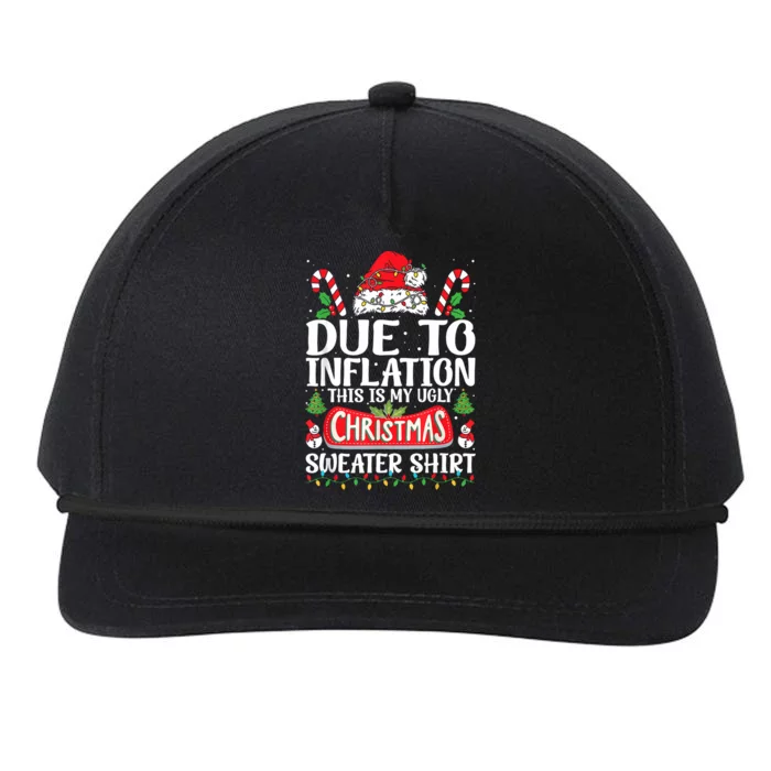 Due To Inflation Ugly Christmas Sweaters Funny Snapback Five-Panel Rope Hat