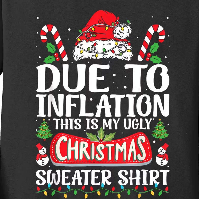 Due To Inflation Ugly Christmas Sweaters Funny Kids Long Sleeve Shirt