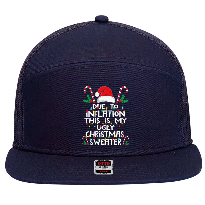 Due To Inflation Ugly Christmas Sweaters 7 Panel Mesh Trucker Snapback Hat