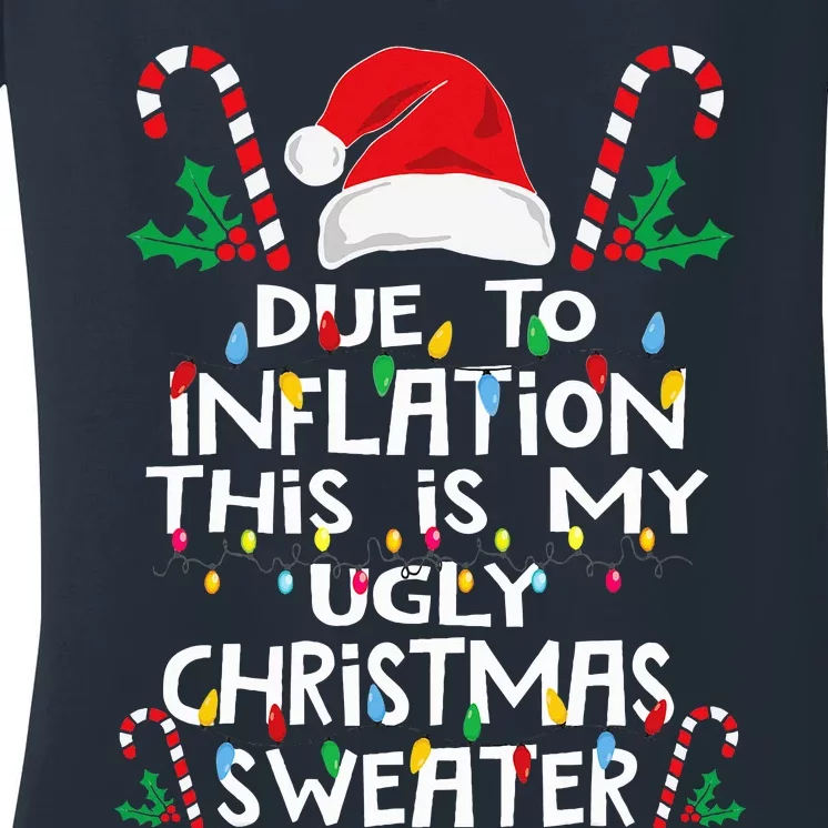 Due To Inflation Ugly Christmas Sweaters Women's V-Neck T-Shirt