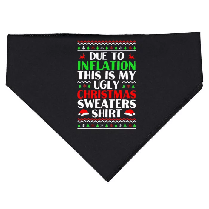 Due to Inflation Ugly Xmas Sweaters USA-Made Doggie Bandana