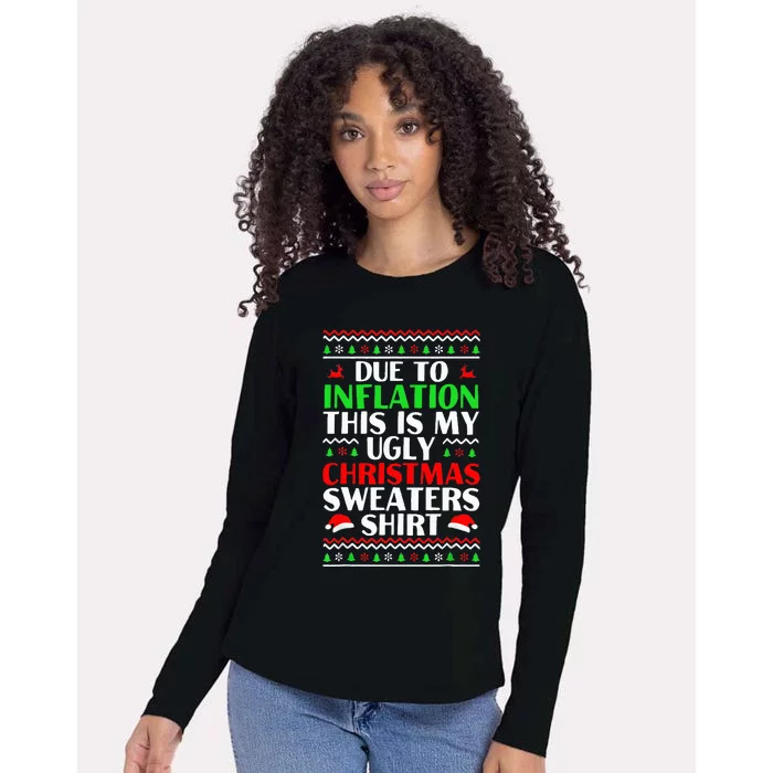 Due to Inflation Ugly Xmas Sweaters Womens Cotton Relaxed Long Sleeve T-Shirt