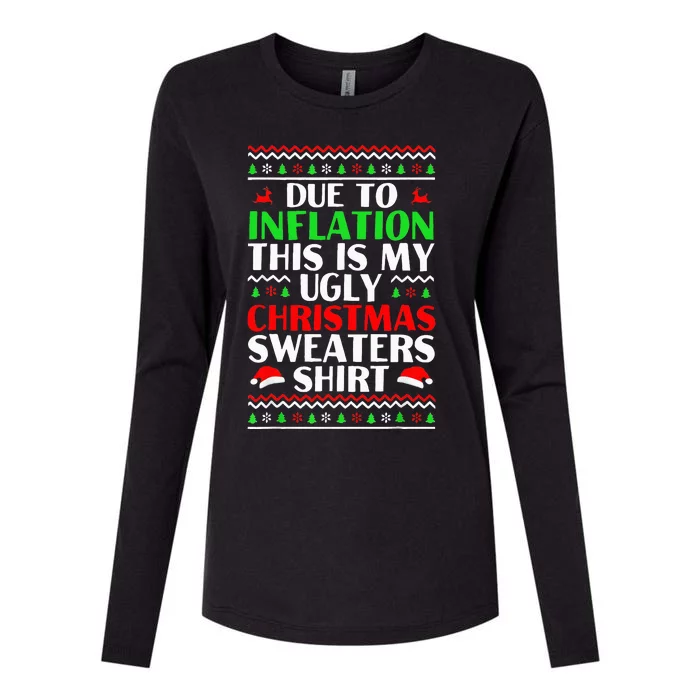 Due to Inflation Ugly Xmas Sweaters Womens Cotton Relaxed Long Sleeve T-Shirt