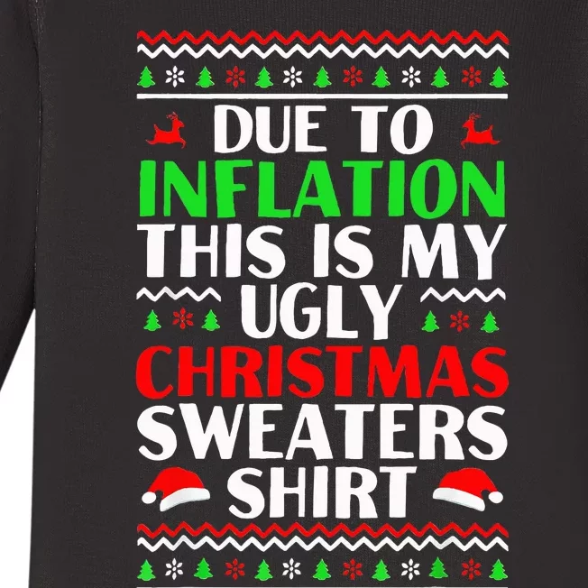 Due to Inflation Ugly Xmas Sweaters Baby Long Sleeve Bodysuit