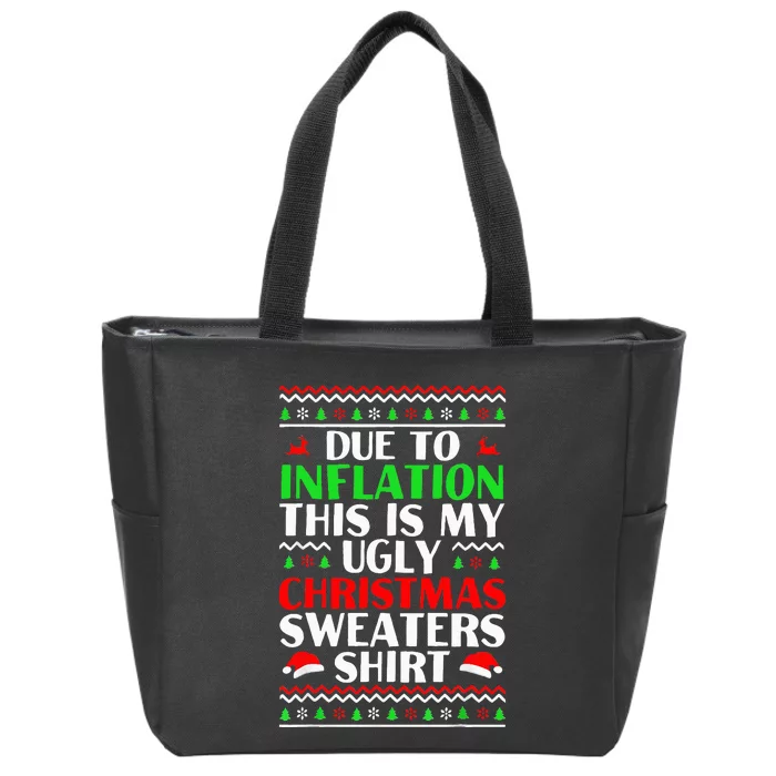 Due to Inflation Ugly Xmas Sweaters Zip Tote Bag