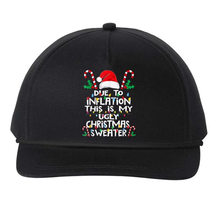 Due To Inflation Ugly Christmas Sweaters Funny Snapback Five-Panel Rope Hat