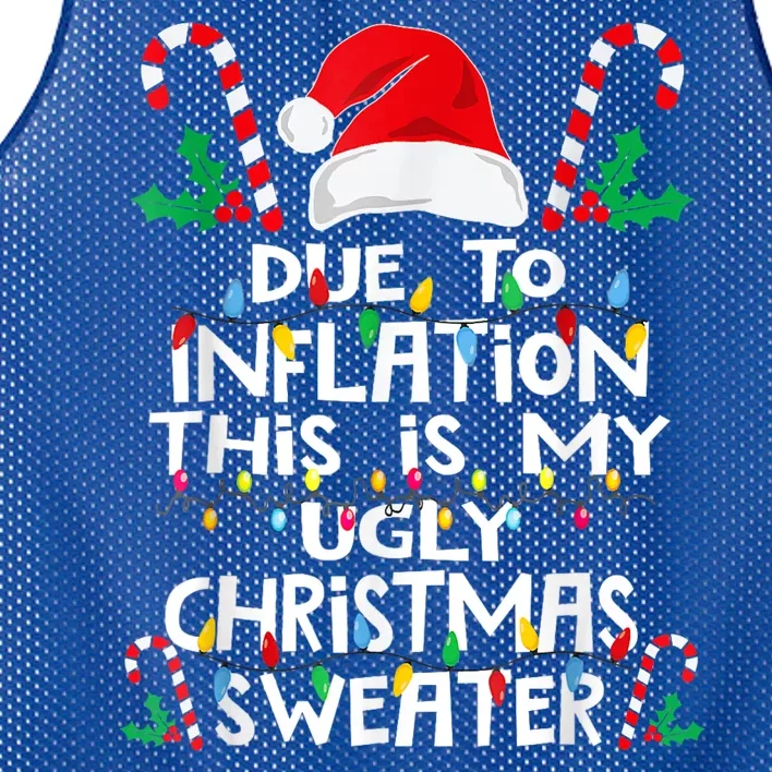 Due To Inflation Ugly Christmas Sweaters Funny Mesh Reversible Basketball Jersey Tank