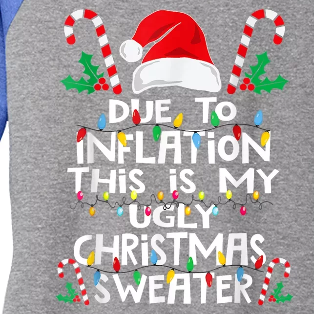 Due To Inflation Ugly Christmas Sweaters Funny Women's Tri-Blend 3/4-Sleeve Raglan Shirt