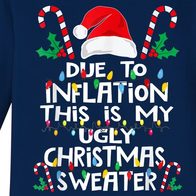 Due To Inflation Ugly Christmas Sweaters Funny Baby Long Sleeve Bodysuit