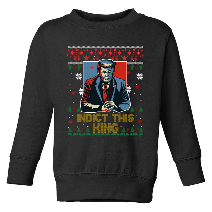 Donald Trump Indict This Ugly Christmas Funny Trump Ugly Christmas Toddler Sweatshirt