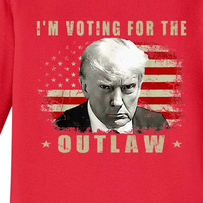 Donald Trump IM Voting For The Outlaw 2024 President Baby Long Sleeve Bodysuit