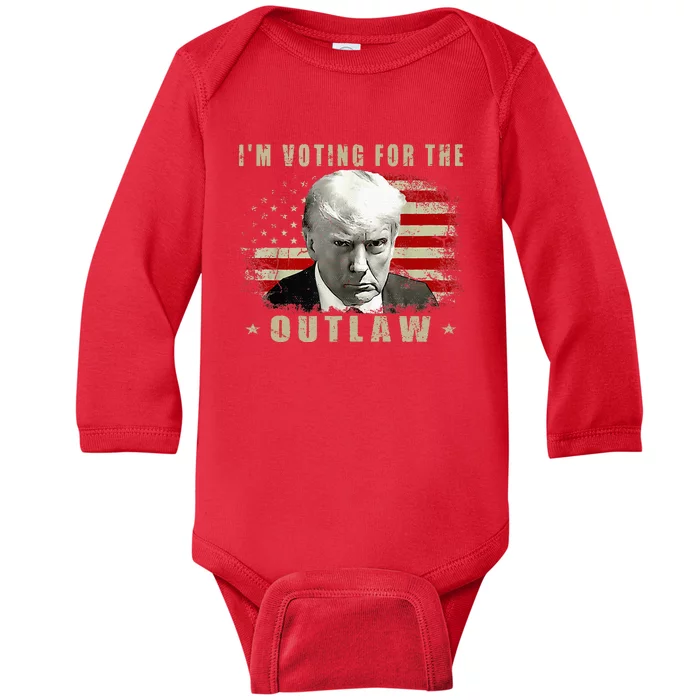 Donald Trump IM Voting For The Outlaw 2024 President Baby Long Sleeve Bodysuit