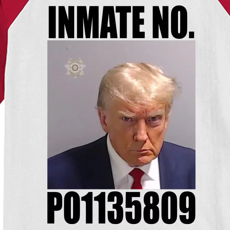 Donald Trump Inmate Number Mugshot Kids Colorblock Raglan Jersey