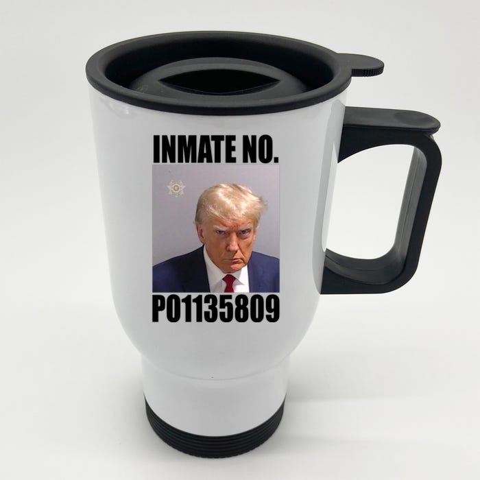 Donald Trump Inmate Number Mugshot Front & Back Stainless Steel Travel Mug