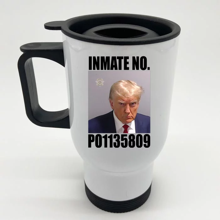 Donald Trump Inmate Number Mugshot Front & Back Stainless Steel Travel Mug