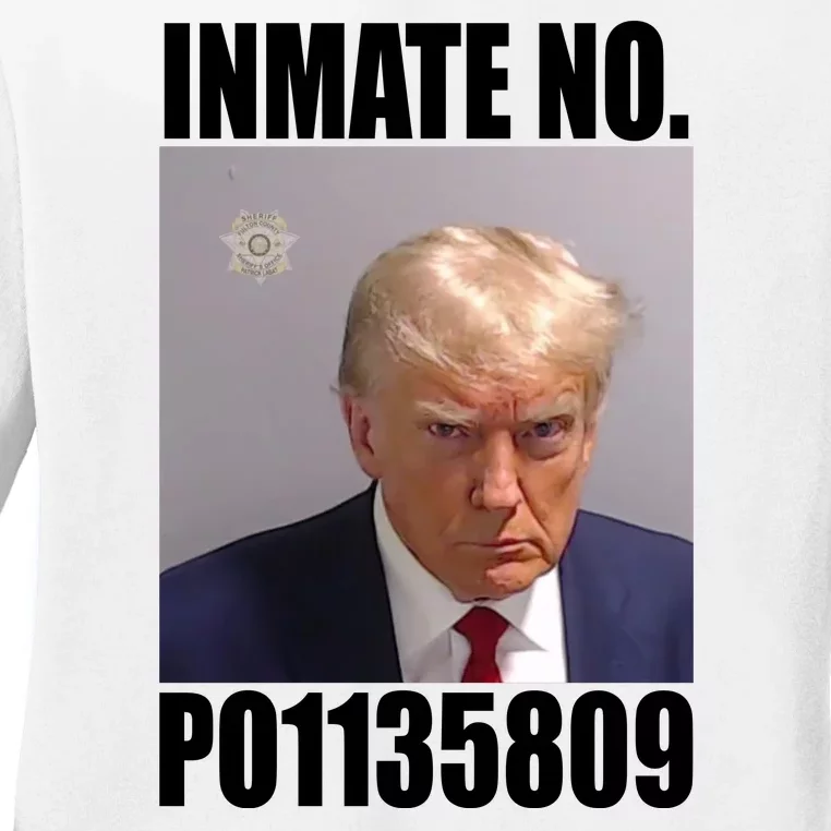 Donald Trump Inmate Number Mugshot Ladies Long Sleeve Shirt