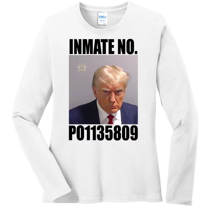 Donald Trump Inmate Number Mugshot Ladies Long Sleeve Shirt