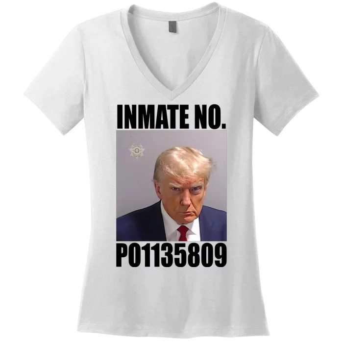 Donald Trump Inmate Number Mugshot Women's V-Neck T-Shirt