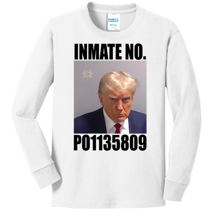 Donald Trump Inmate Number Mugshot Kids Long Sleeve Shirt