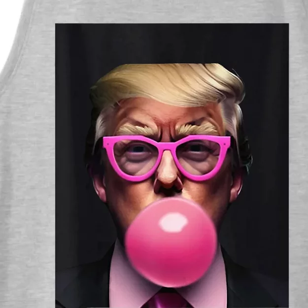 Donald Trump In Pink Blowing Bubble Gum Pro Trump 2024 Ladies Tri-Blend Wicking Tank