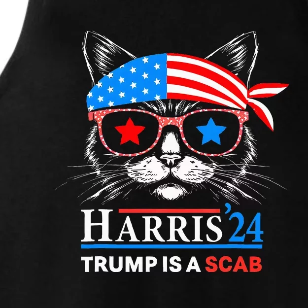 Donald Trump Is A Scab Vote Harris Valz Cat Lady Ladies Tri-Blend Wicking Tank