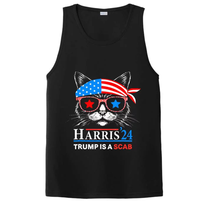 Donald Trump Is A Scab Vote Harris Valz Cat Lady Performance Tank