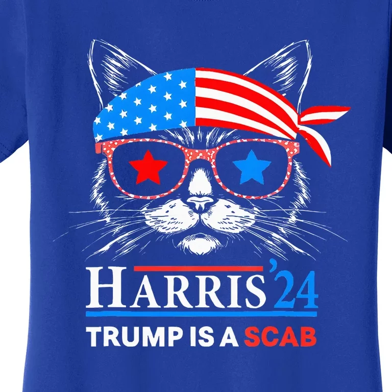 Donald Trump Is A Scab Vote Harris Valz Cat Lady Women's T-Shirt