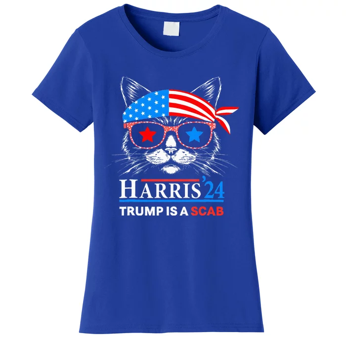 Donald Trump Is A Scab Vote Harris Valz Cat Lady Women's T-Shirt