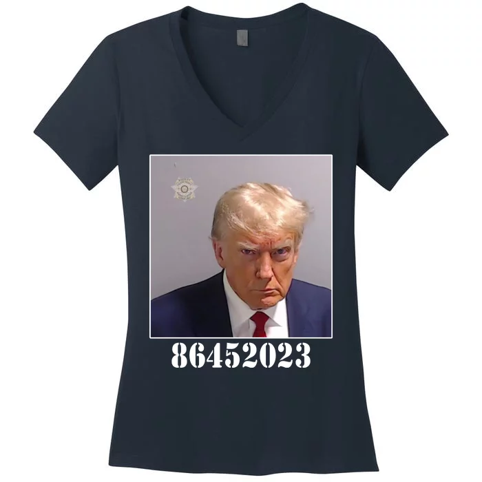 Donald Trump Inmate Mugshot Women's V-Neck T-Shirt