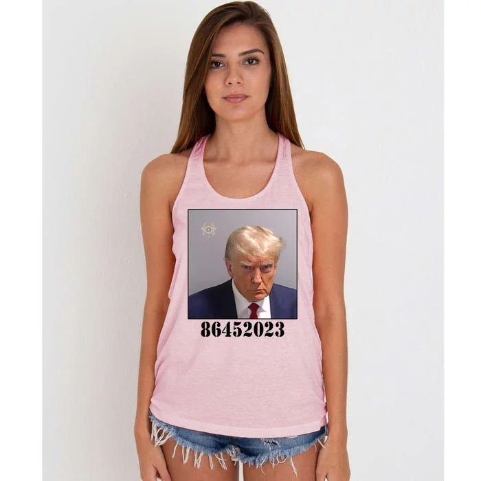 Donald Trump Inmate Mugshot Women's Knotted Racerback Tank