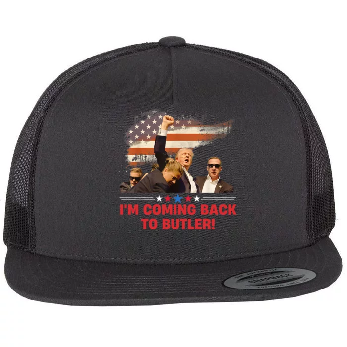 Donald Trump I’M Coming Back To Butler 2024 Flat Bill Trucker Hat