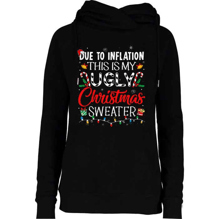 Due To Inflation Ugly Christmas Sweaters Womens Funnel Neck Pullover Hood