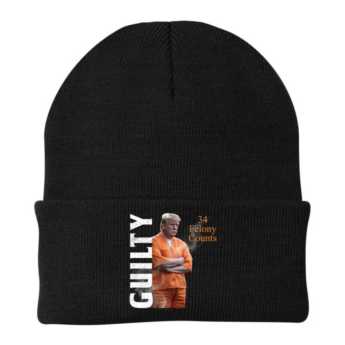 Donald Trump Is Guilty 34 Felony Counts Knit Cap Winter Beanie