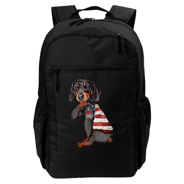 Dachshund Tattoo I Love Dad Fathers Day Daily Commute Backpack