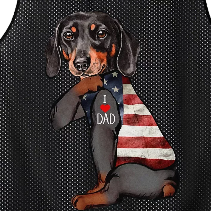 Dachshund Tattoo I Love Dad Fathers Day Mesh Reversible Basketball Jersey Tank