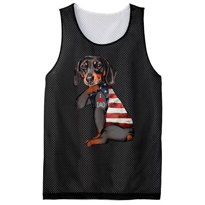 Dachshund Tattoo I Love Dad Fathers Day Mesh Reversible Basketball Jersey Tank