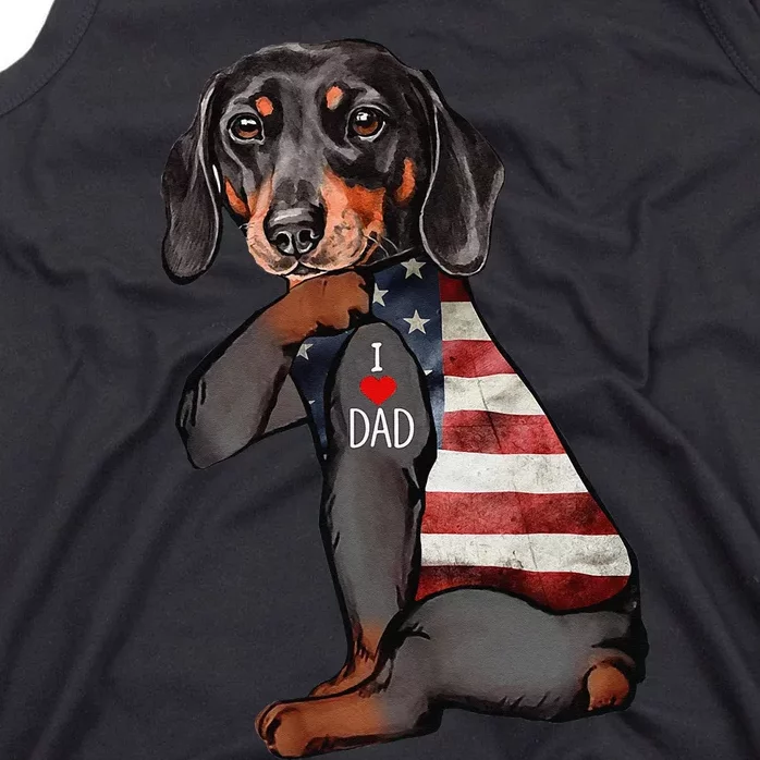 Dachshund Tattoo I Love Dad Fathers Day Tank Top