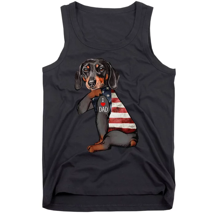 Dachshund Tattoo I Love Dad Fathers Day Tank Top